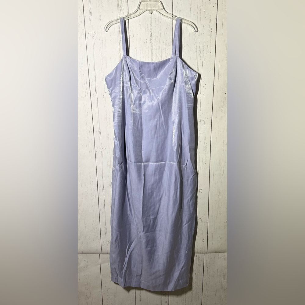 ALEX EVENINGS Vintage Formal Lavender Periwinkle Satin Maxi Gown Dress Size 16